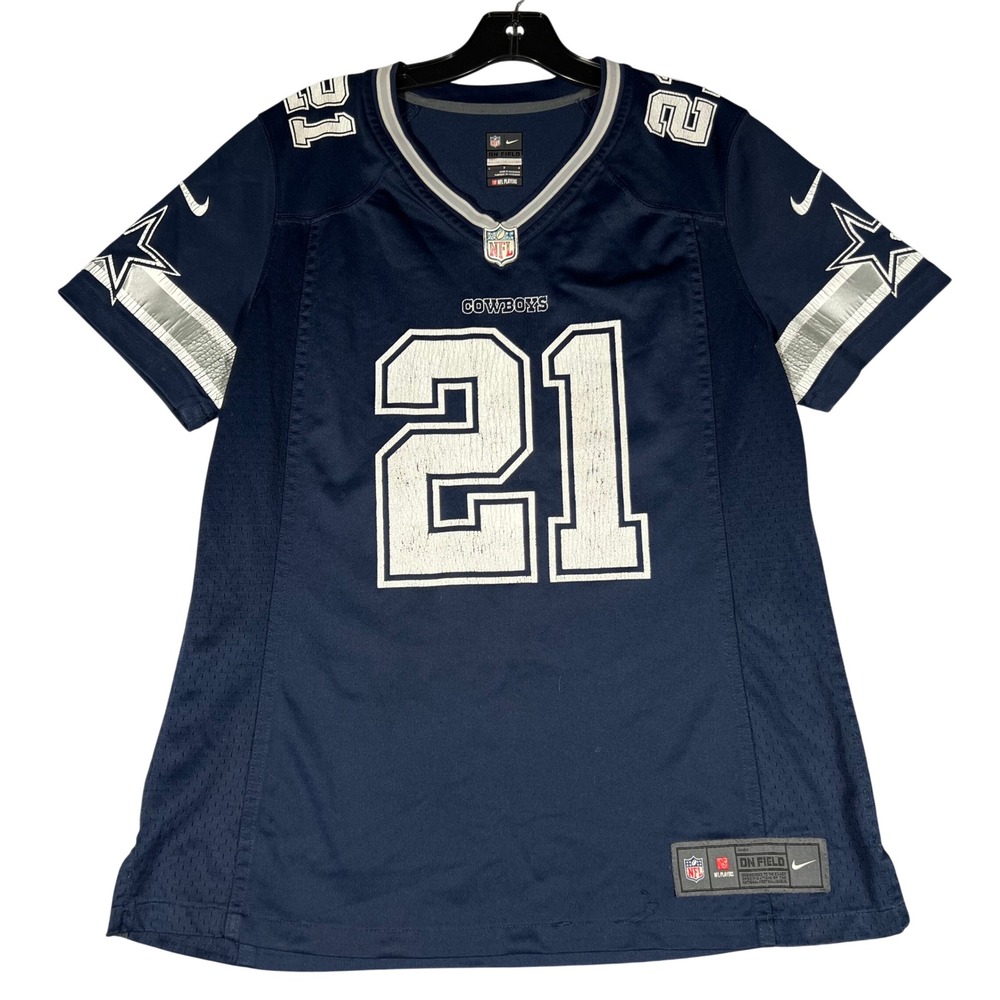 Nike Dallas Cowboys Ezekiel Elliott 21 NFL Jersey Mens Large Navy Blue On Field‎